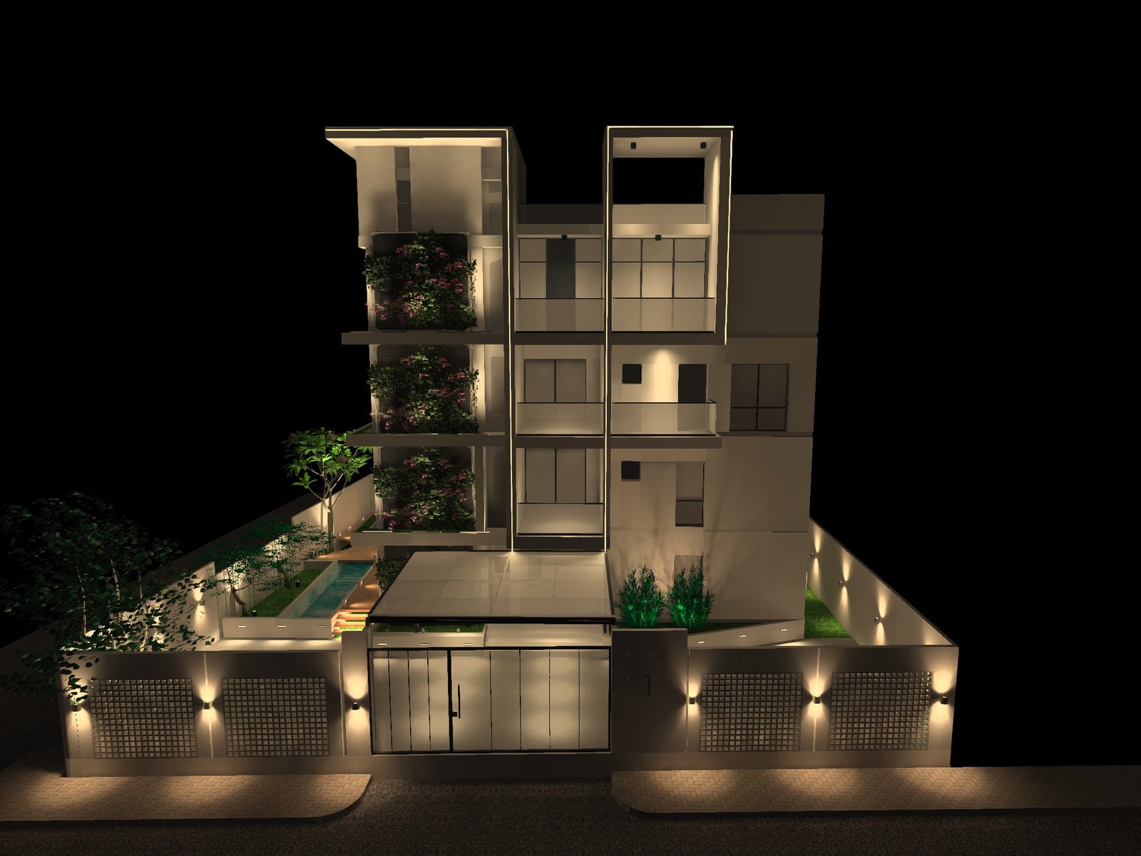 Residential Building Facade Lighting Design